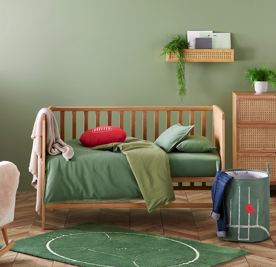 Stonewashed Cotton Forest Green Cot Quilt Cover Set