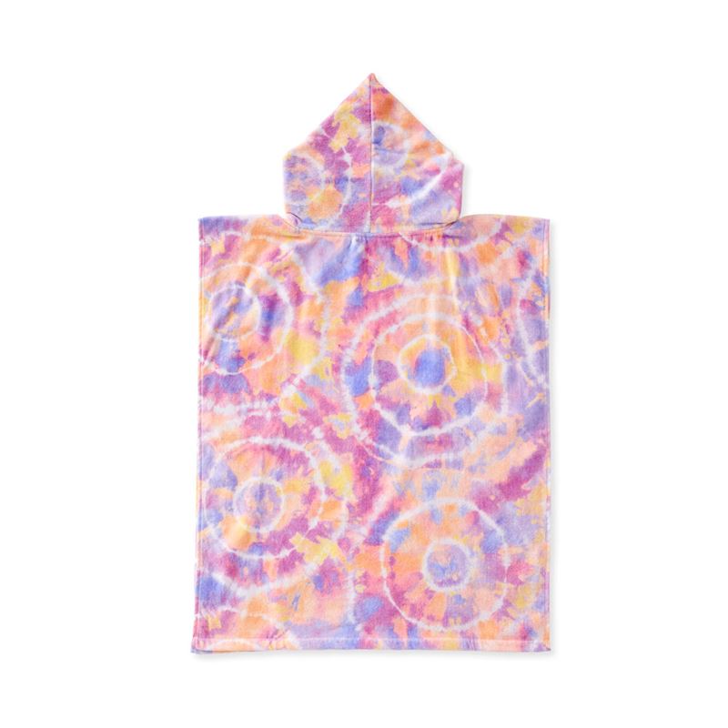 Tie Dye Pink Kids Hooded Beach Towel