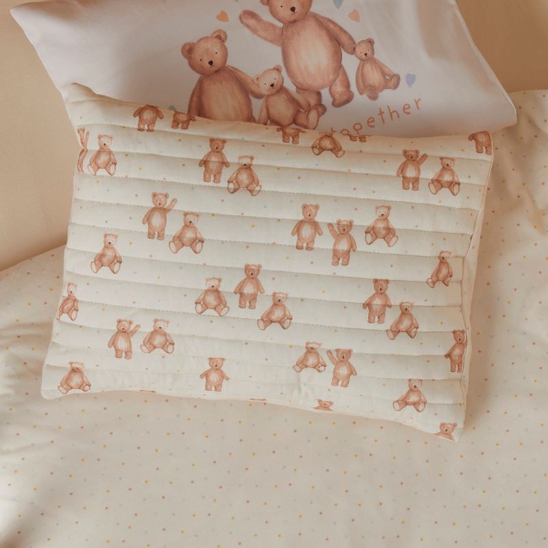 Teddy Time Jersey Baby Natural Quilted Cot Quilt Cover Set