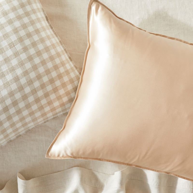 Vintage Washed Linen Silk Linen Check Pillowcase Pair