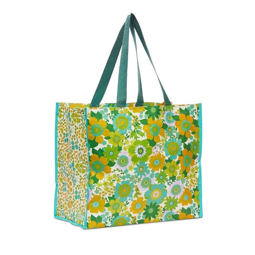 Retro Floral Green Reusable Medium?Bag