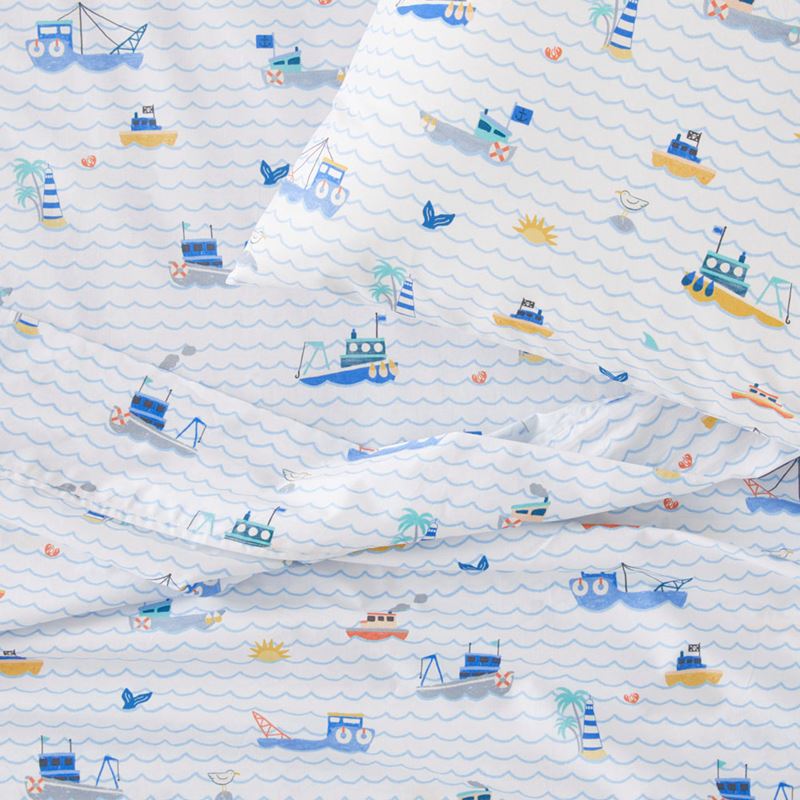 Set Sail White Cot Sheet Set