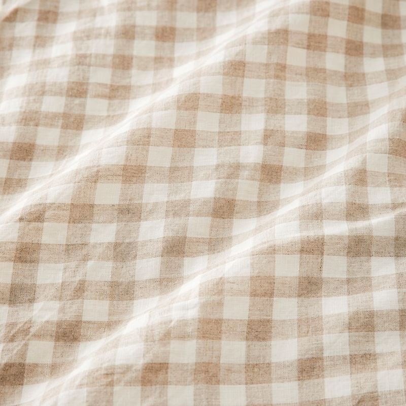 Vintage Washed Linen Check Cot Quilt Cover Set