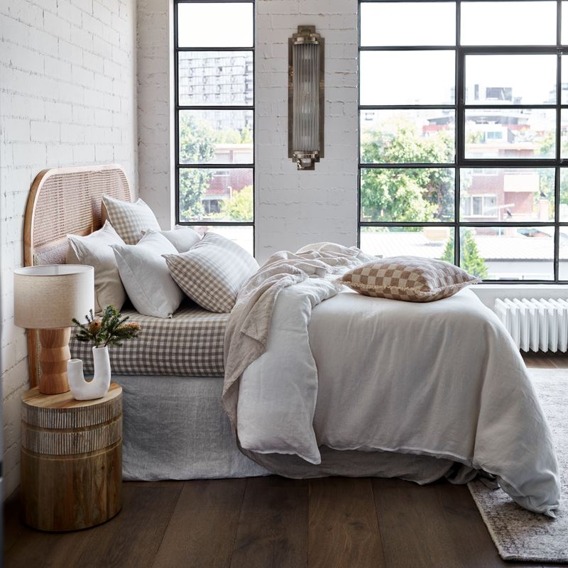 Vintage Washed Linen Linen Check Sheet Separates