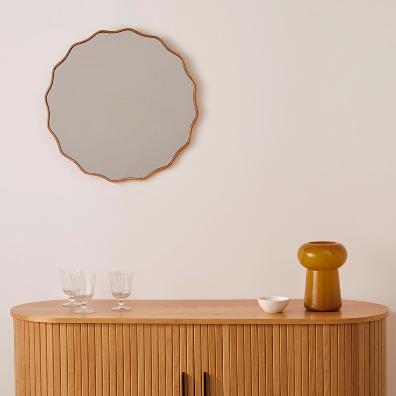 Ophelia Natural Round Mirror