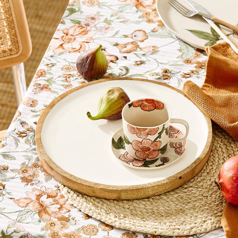 Vintage Flower Pink & Natural Handpainted Servingware