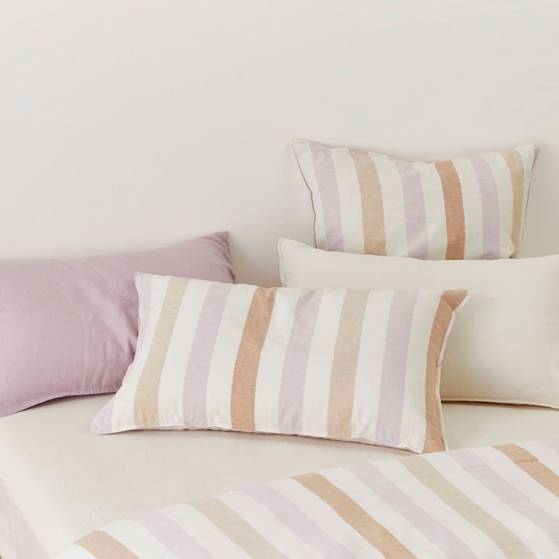 Vintage Washed Linen Cotton Lilac Stripe Quilt Cover Set + Separates