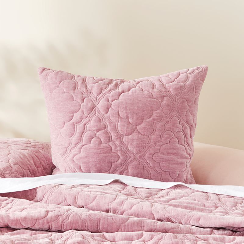 Brielle Velvet Pink Quilted Coverlet Separates