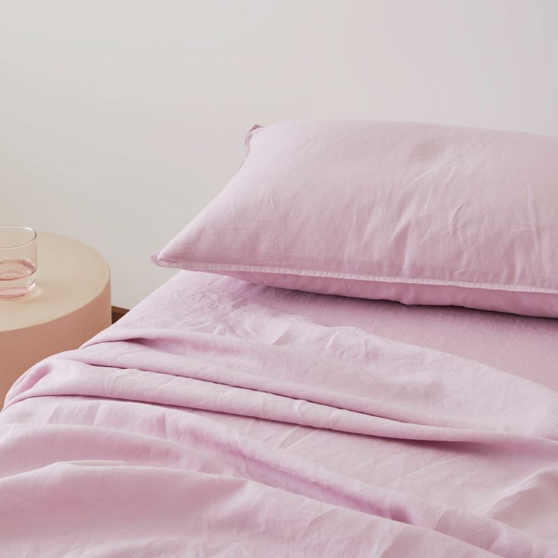 Vintage Washed Linen Mauve Sheet Separates