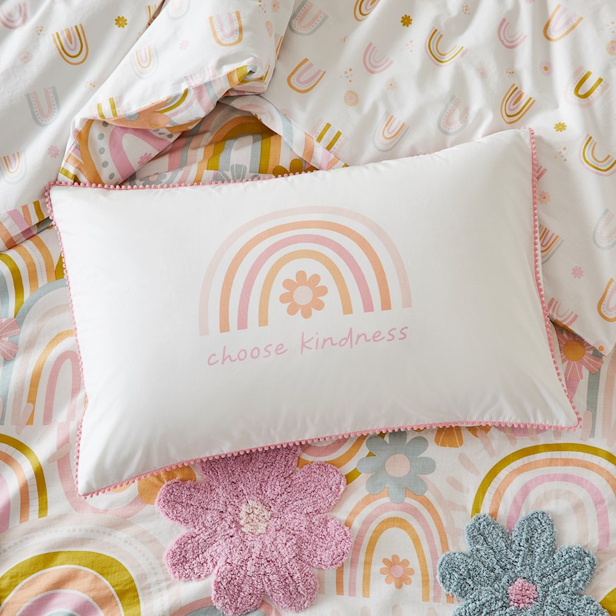 Choose Kindness White Text Pillowcase