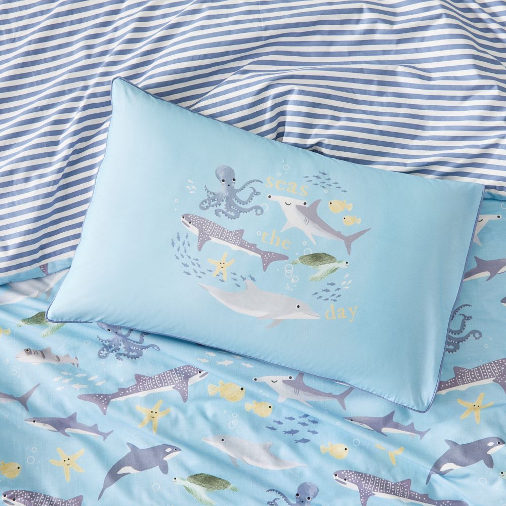 Seas The Day Ocean Text Pillowcase