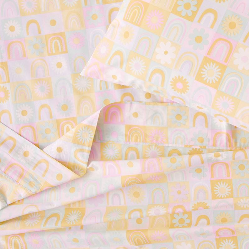 Rainbow Daisy Pastel Grid Sheet Set
