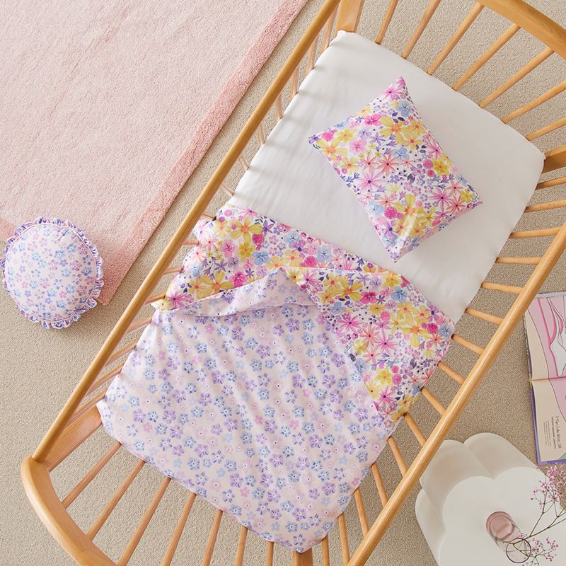 Blossom Dreams Lilac Cot Quilt Cover Set
