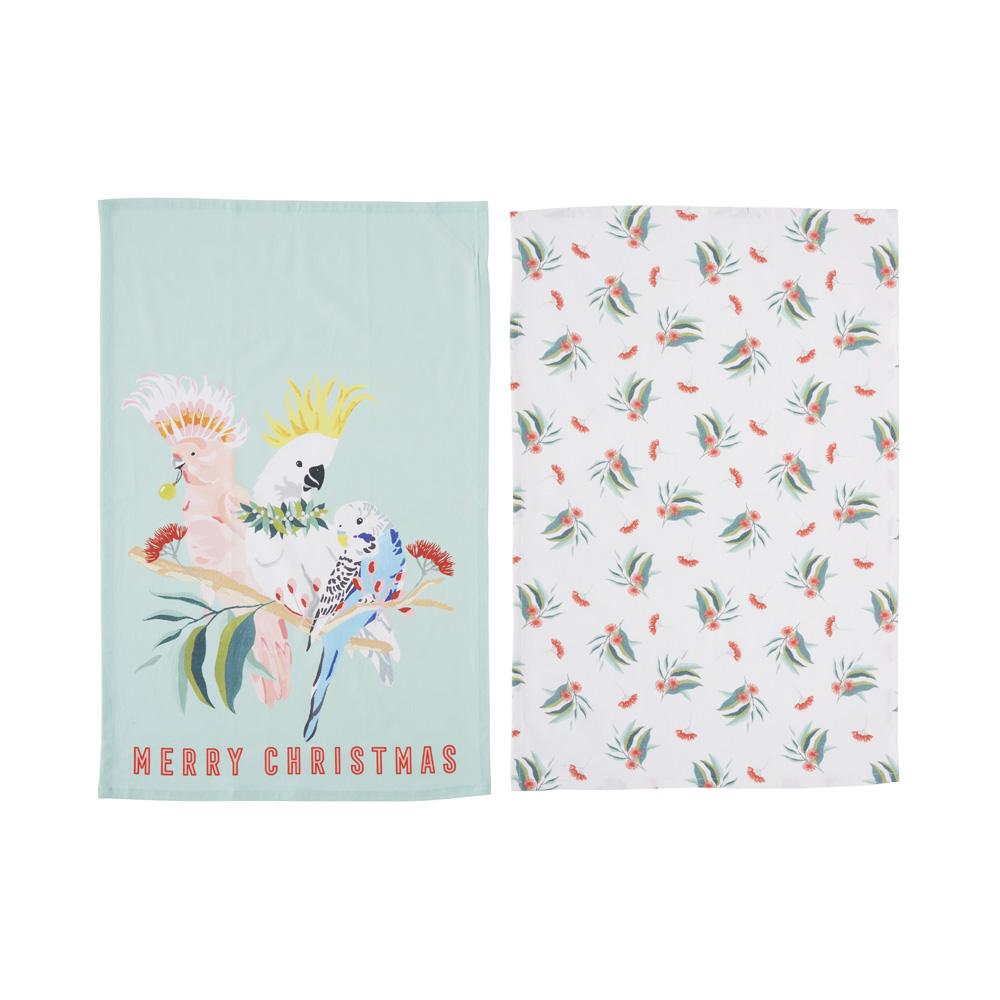 Australian Birds Festive Tea Towels