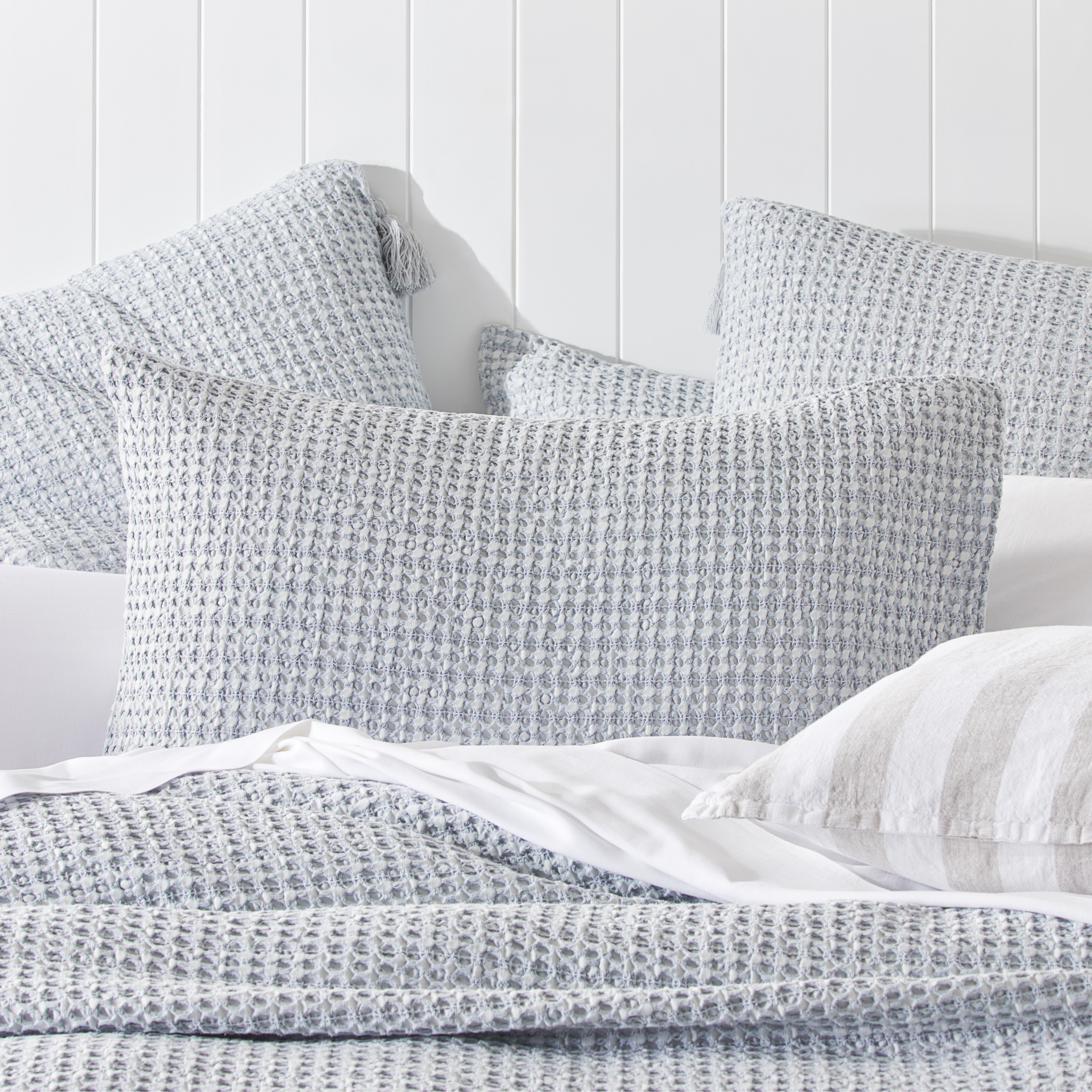 Ren Blue Grey Waffle Pillowcases