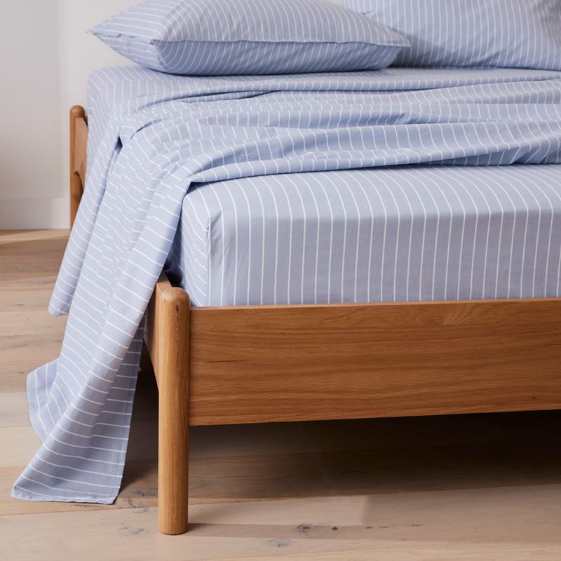 Stonewashed Cotton Blue Stripe Sheet Set