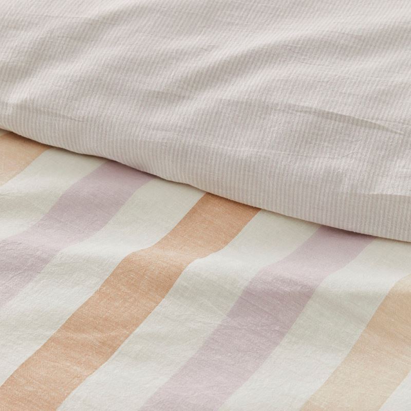 Vintage Washed Linen Cotton Lilac Stripe Quilt Cover Set + Separates