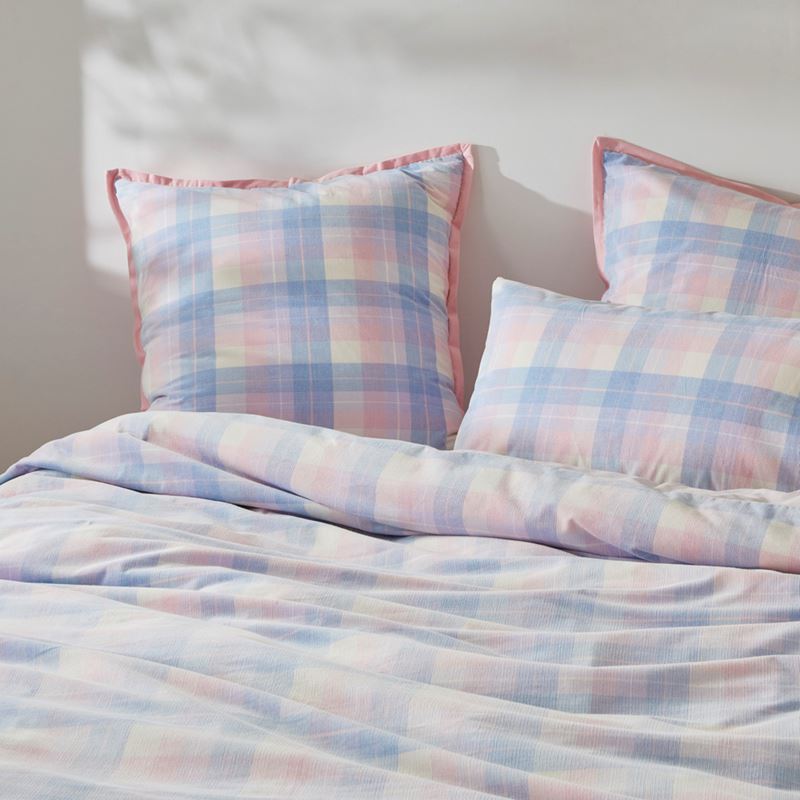Rylee Blue Check Corduroy Pillowcases