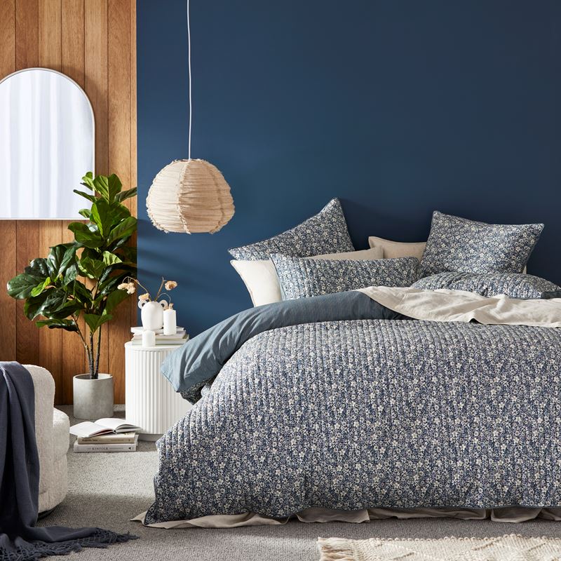 Eliza Storm Blue Quilted Pillowcases