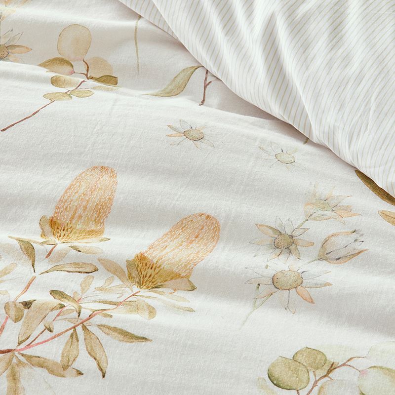 Golden Wattle White Quilt Cover Set + Separates