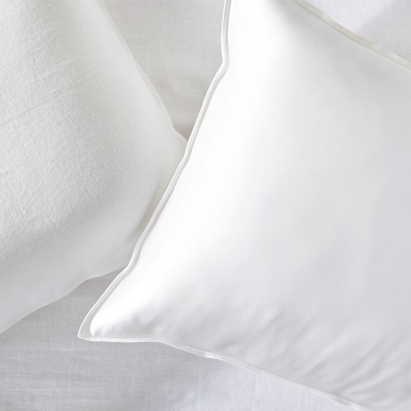 Vintage Washed Linen Silk White Pillowcase Pair