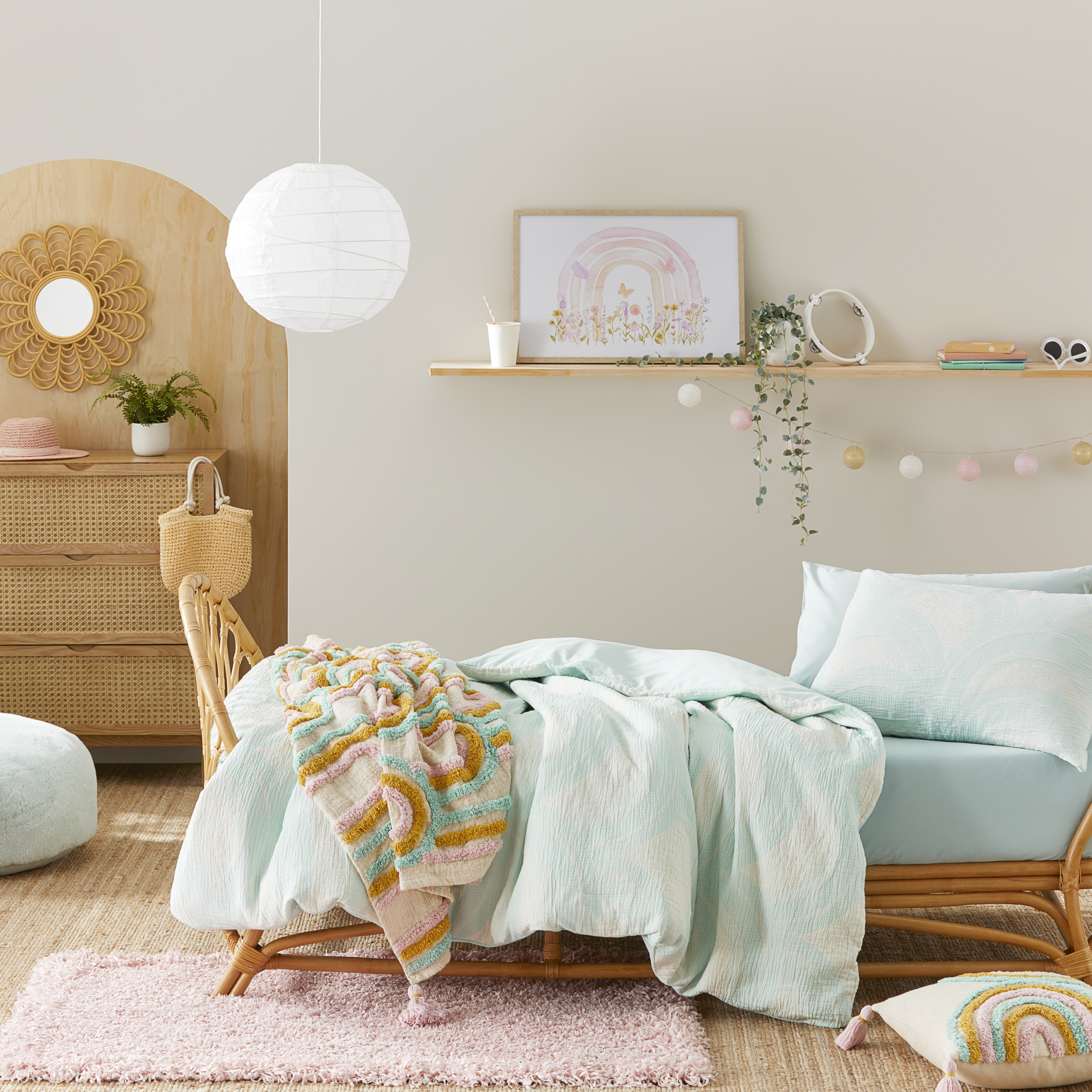 Chasing Rainbows Mint Quilt Cover Set