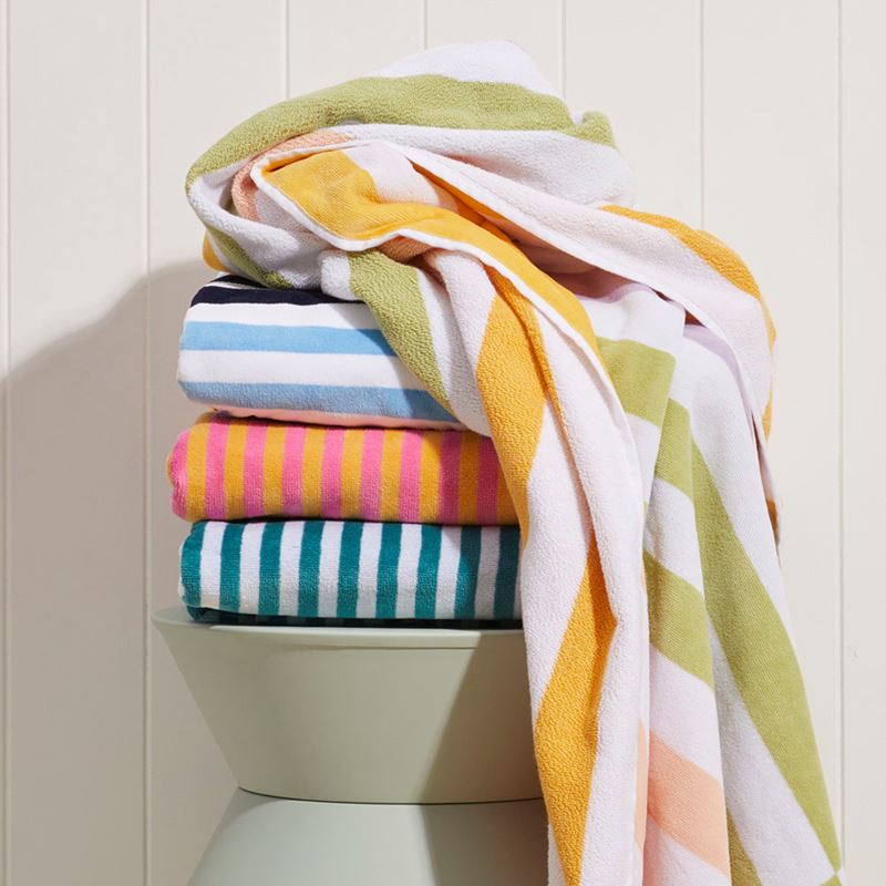 Velour Horizon Multi Stripe Beach Towel