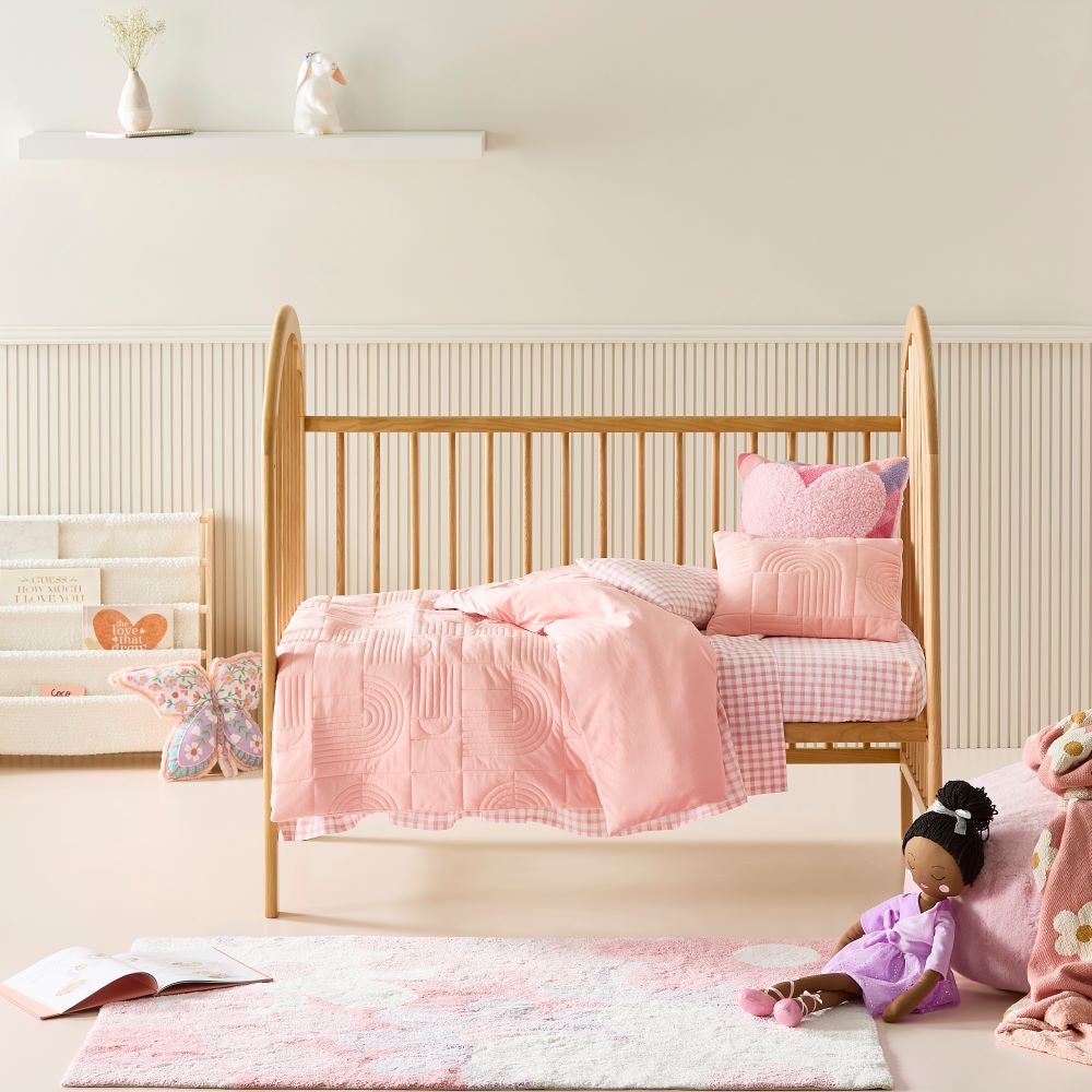 Marlowe Soft Pink Quilted Jersey Cot Quilt Cover Set