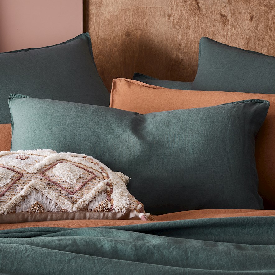 Vintage Washed Linen Cypress Pillowcase