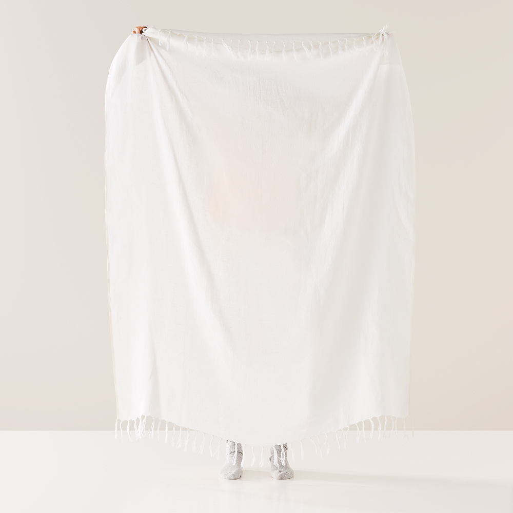Malmo White Linen Throw
