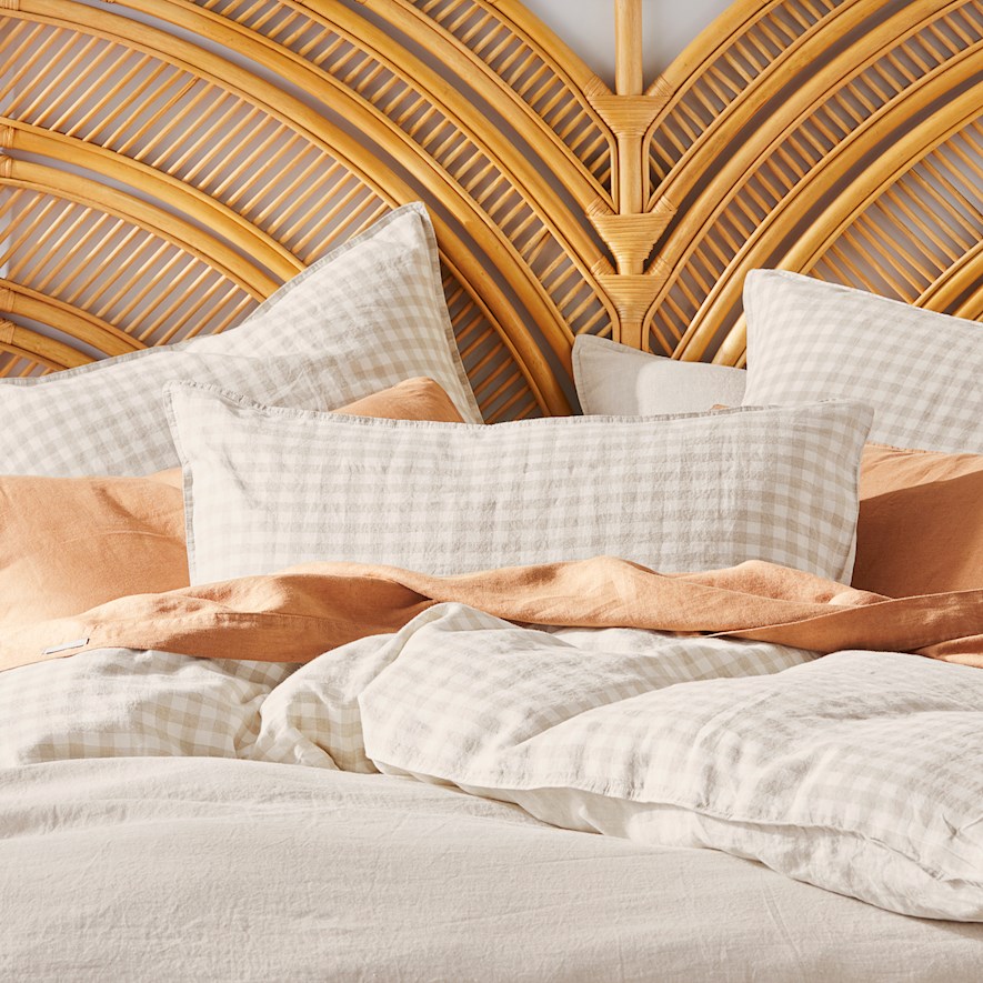 Vintage Washed Linen Check Pillowcase