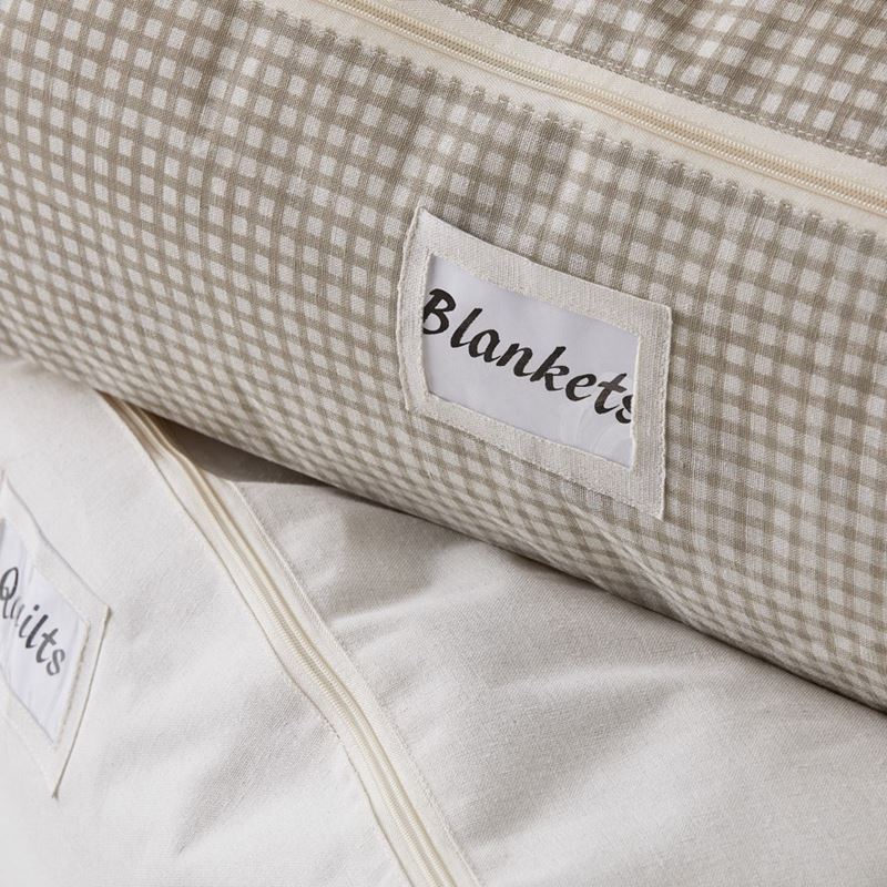 Natural Gingham Storage Bags