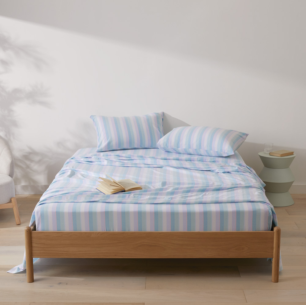 Yarn Dyed Cheerful Green Stripe Sheet Set