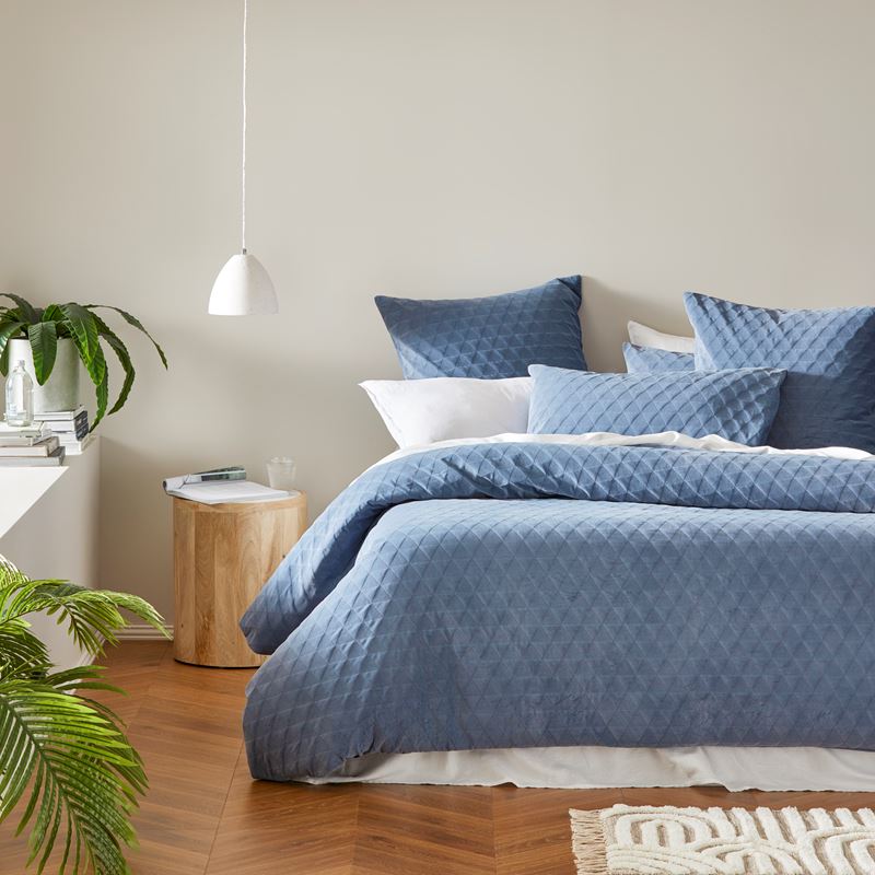 Cairo Slate Velvet Quilted Pillowcase