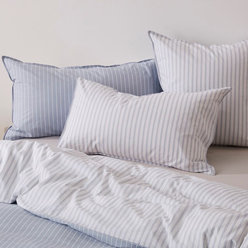 Stonewashed Cotton Blue Stripe Quilt Cover Separates