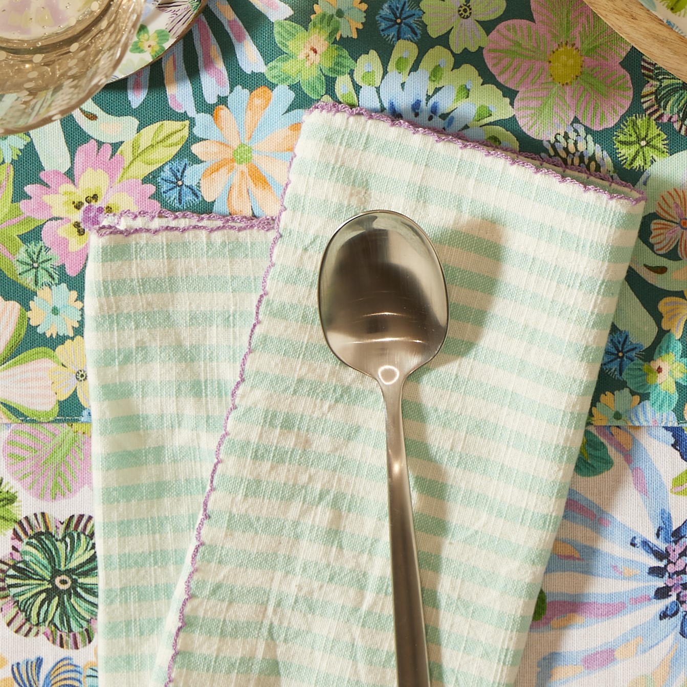 Seville Mint Stripe Napkins Set of 2