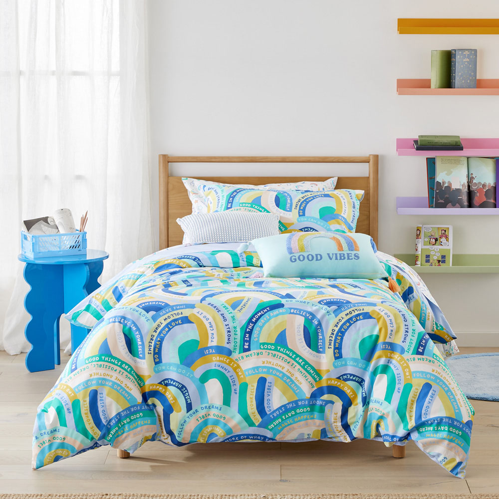Good Vibes Blue Quilt Cover Set
