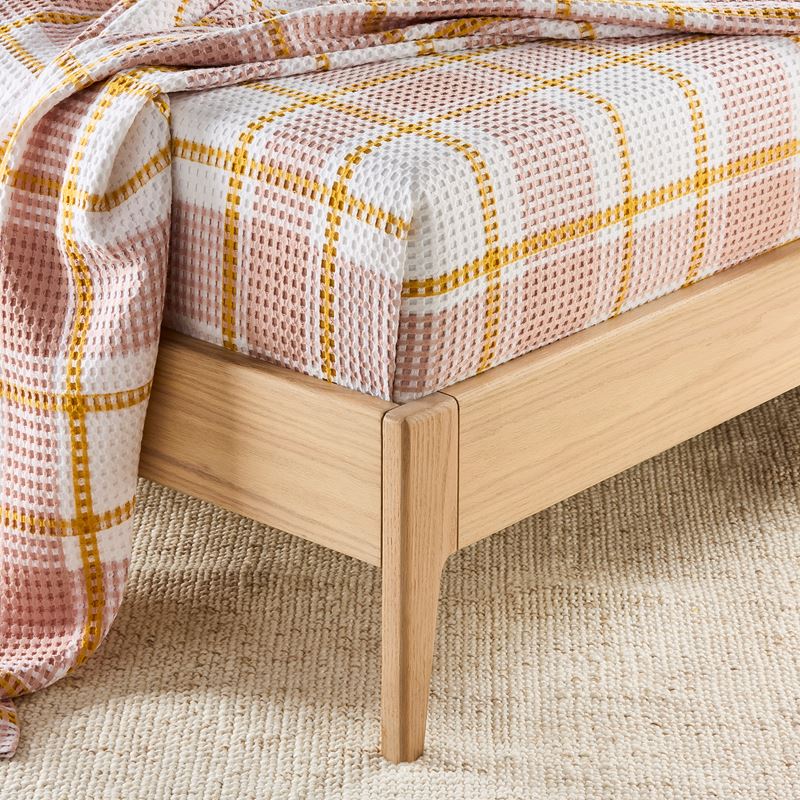 European Collection Turkish Cotton Pink Check Waffle Blanket