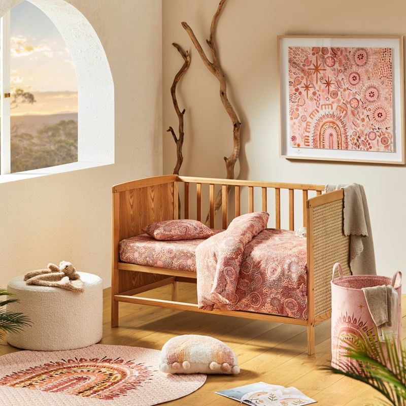 Cungelella Bilabila Pink Clay Cot Quilt Cover Set