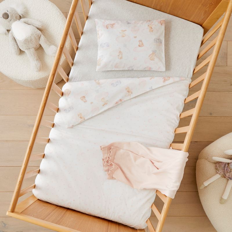 Night Sky Baby Animal Cream Cot Quilt Cover Set