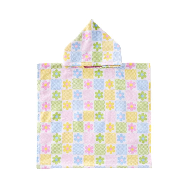Floral Gingham Kids Hooded Beach Towel