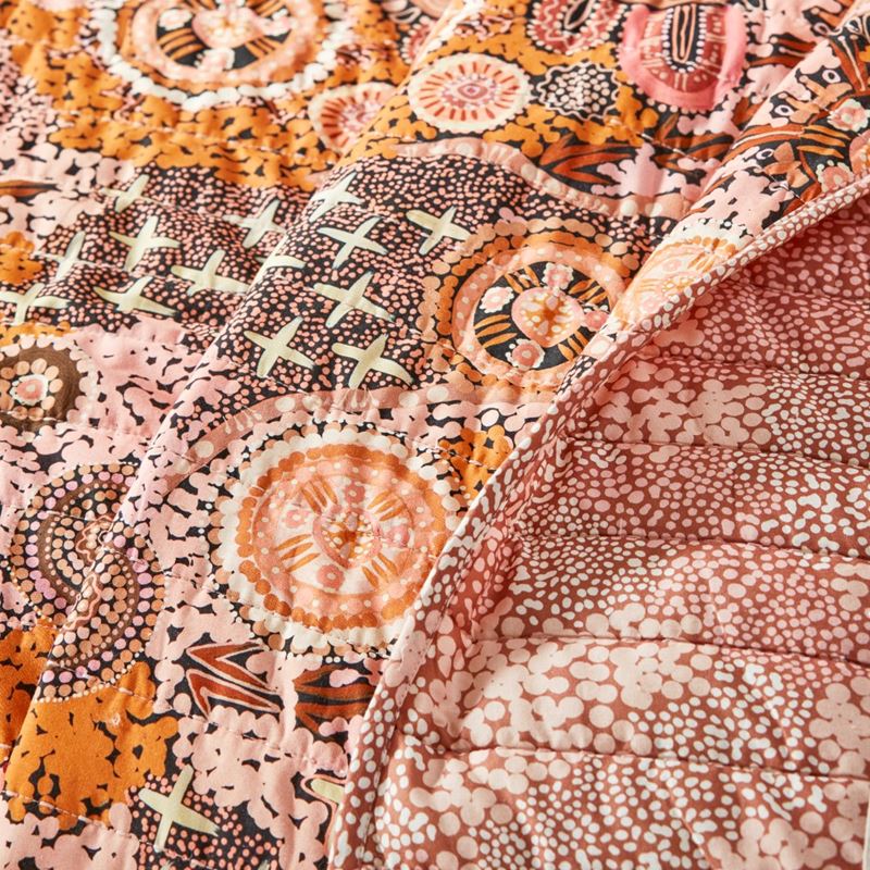 Cungelella Kalkatungu Sunbaked Pink Quilted Coverlet Separates