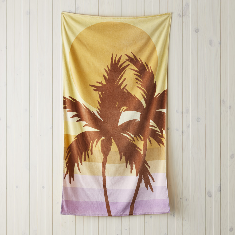 Velour Sunset Palm Lilac Beach Towel
