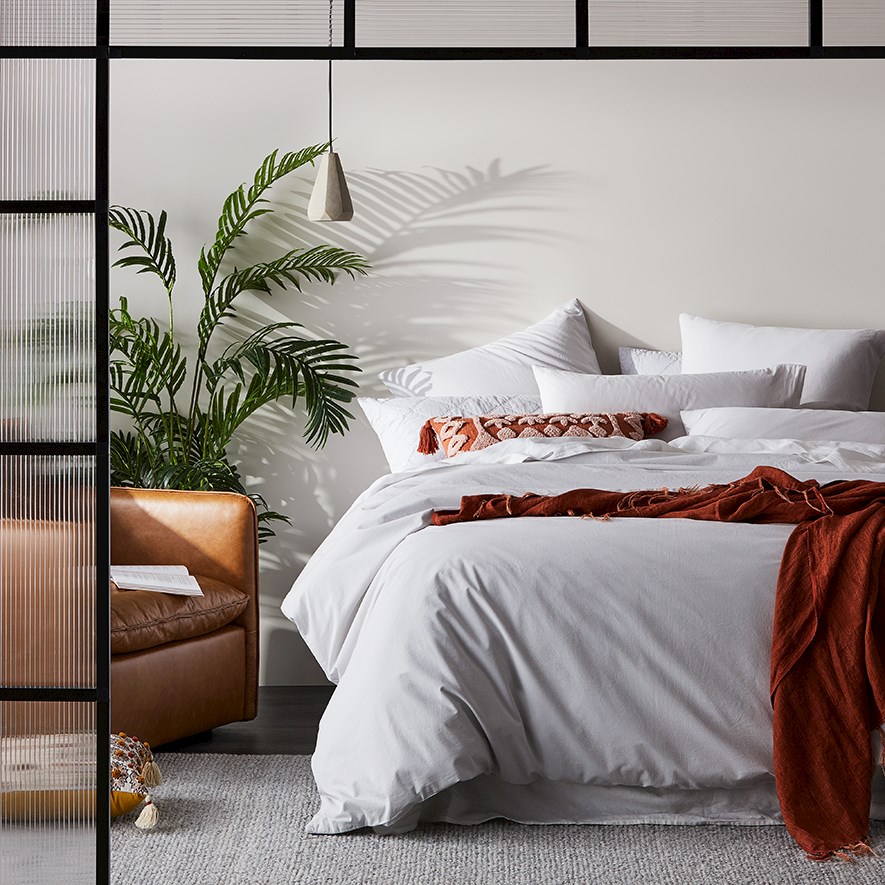 Stonewashed Cotton Silver Quilt Cover Separates