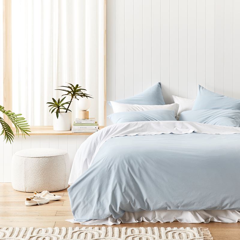 Stonewashed Cotton Ice Blue Pillowcases