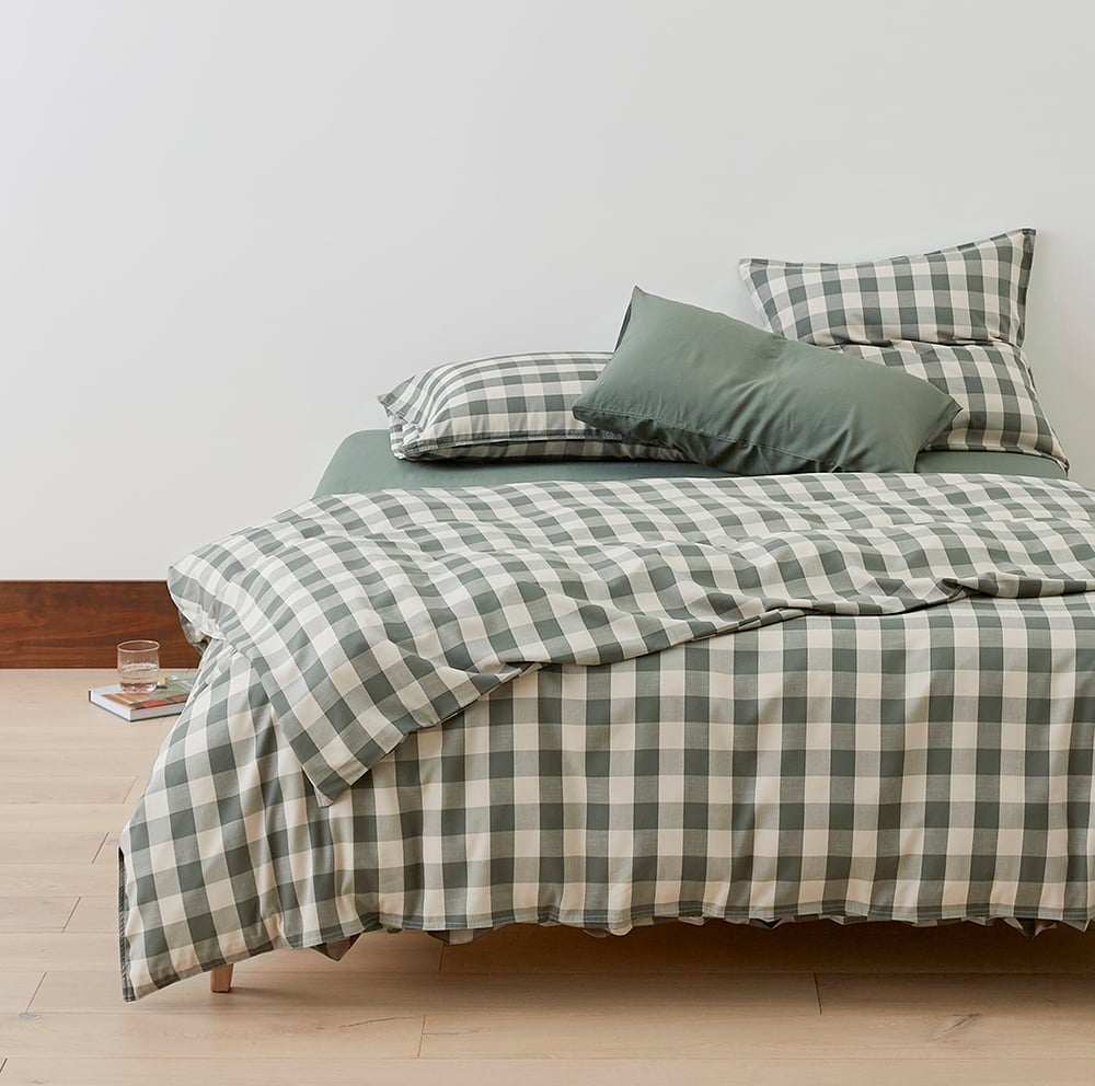 Bamboo Linen Cypress Check Quilt Cover Separates