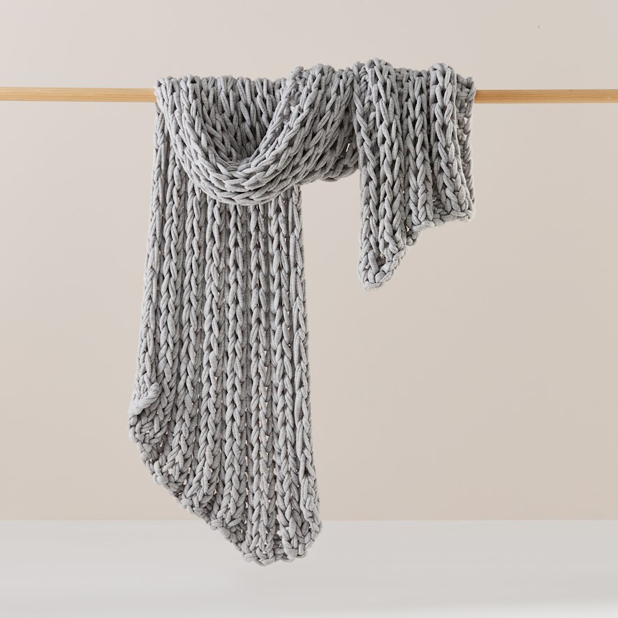 Newport Grey Marle Chunky Knit Throw