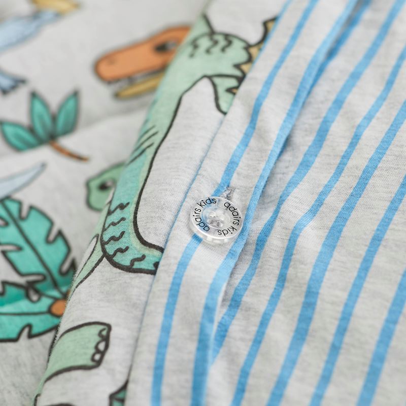 Happy Little Dinos Grey Marle Quilted Jersey Quilt Cover Set