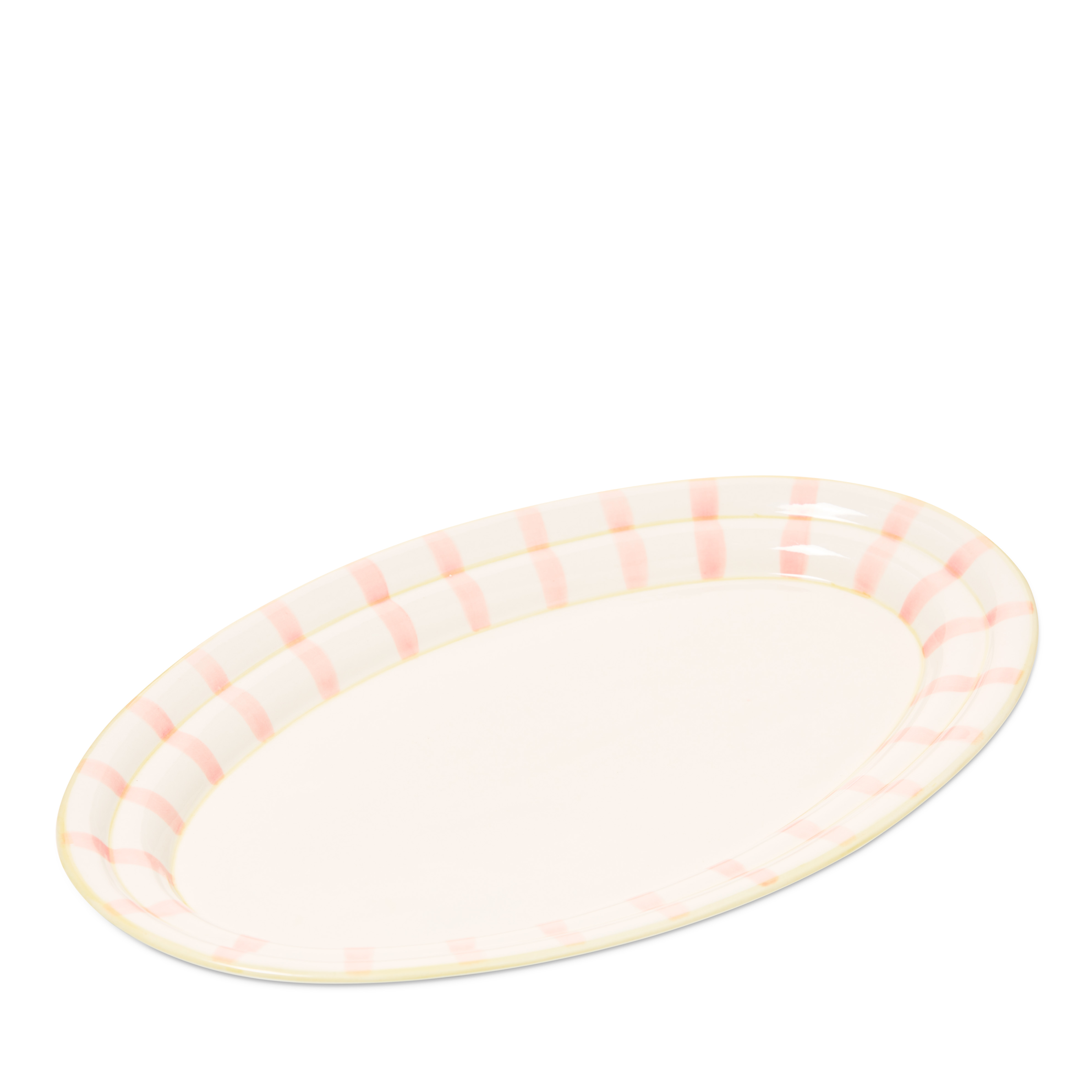 Mediterranean Pink Stripe Oval Platter