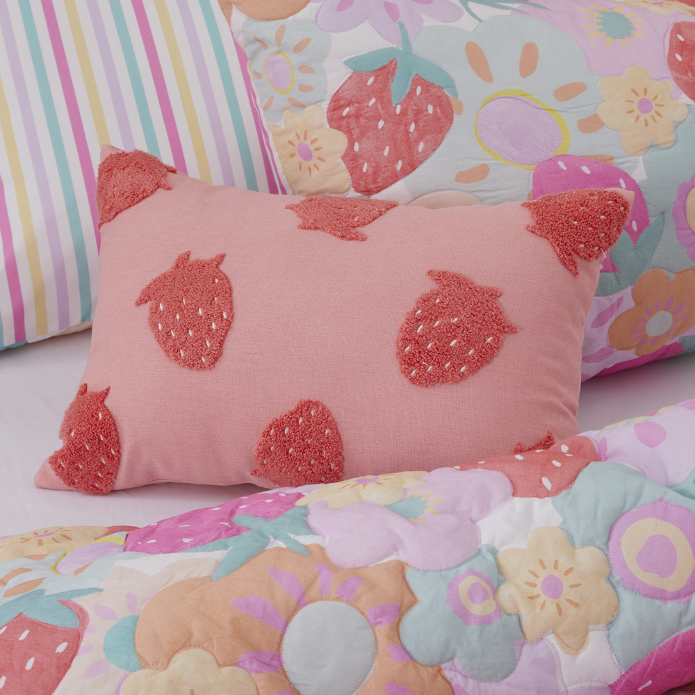 Strawberry Summer Pink Tufted Cushion